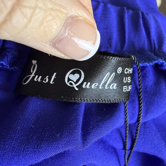 Just Quella NWT Royal Blue Mini Dress/Long Tunic, Sz L, Off the Shoulder, Sheath - Picture 13 of 15
